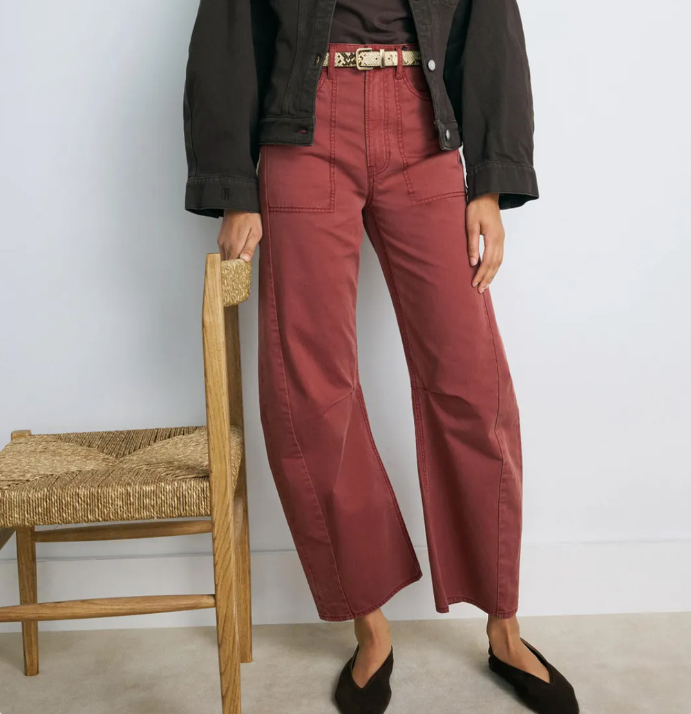 Veronica Beard Clay Red Barrel Jeans Size 26 High Rise Baggy Retro Designer $348